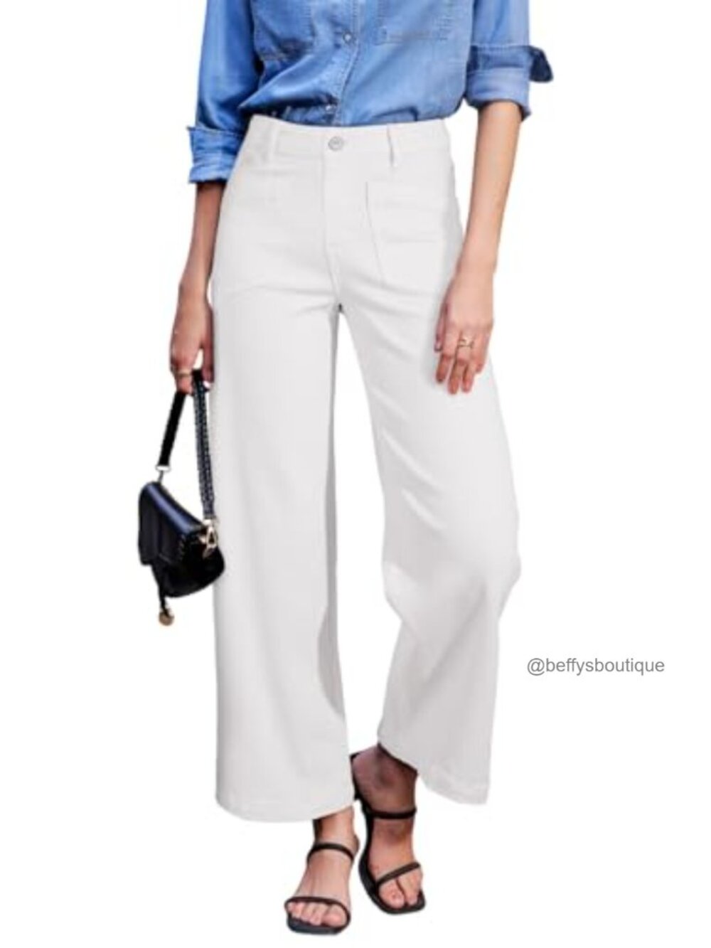 Wide Leg High Waisted Stretchy Ankle Denim Jeans